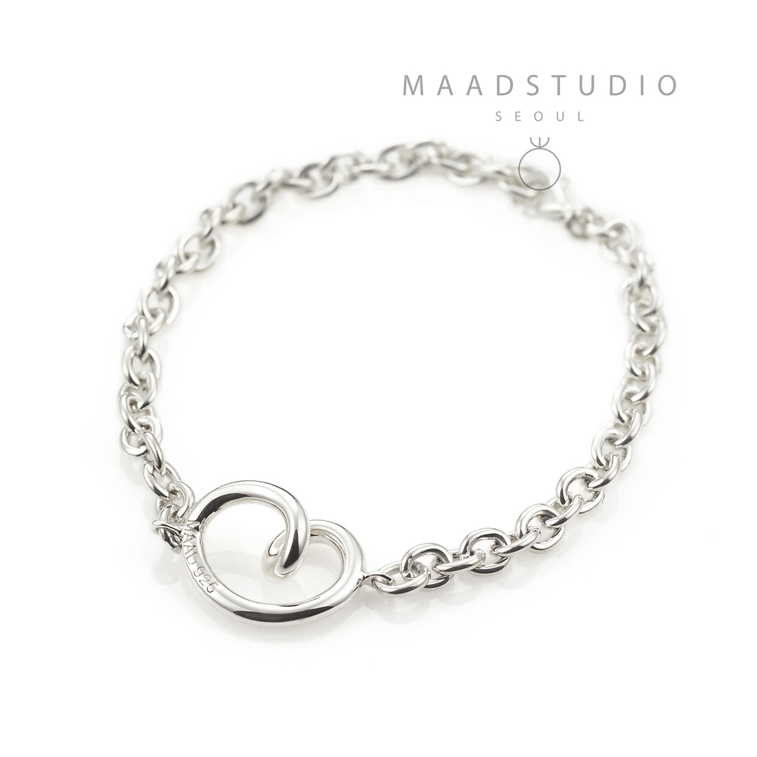 Love heart bracelet (M) Sterling silver