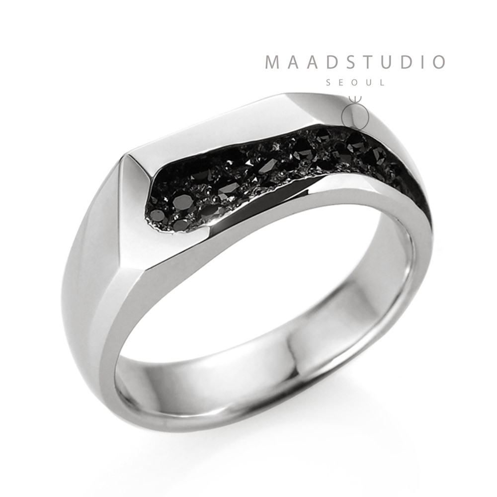 Crystalloid II ring (L) black CZ Sterling silver