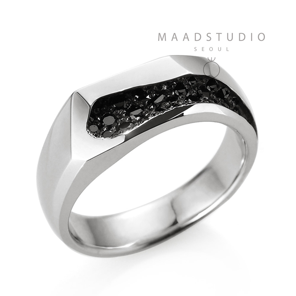 Crystalloid II ring (L) black CZ Sterling silver