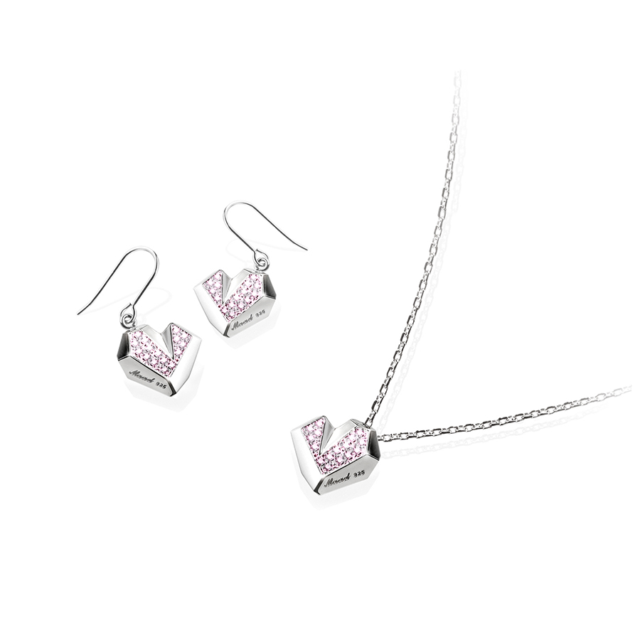 아이스하트 Set Silver_925 pink CZ