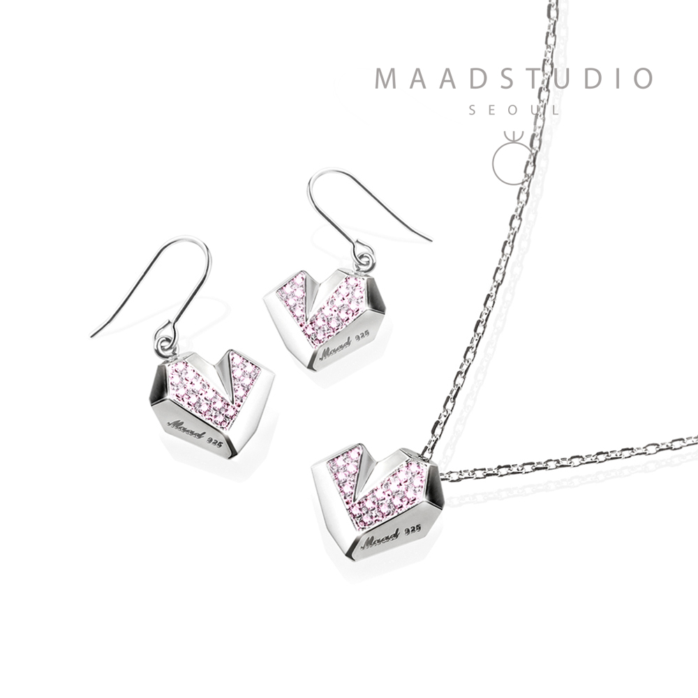 아이스하트 Set Silver_925 pink CZ