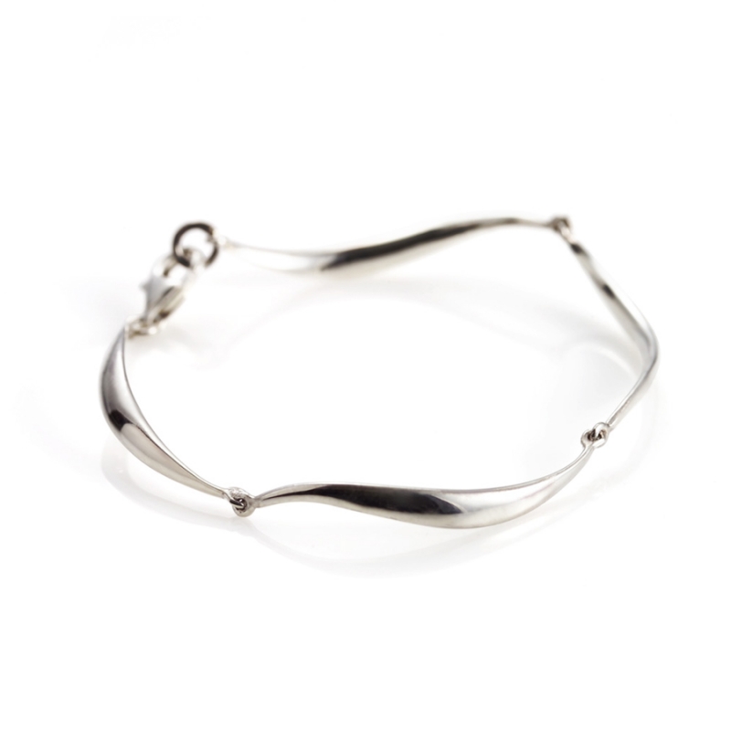 Willow leaf bracelet (L) Sterling silver