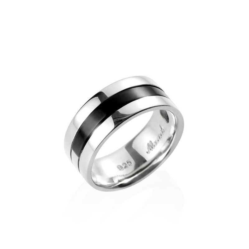 Onyxband ring (L) Sterling silver