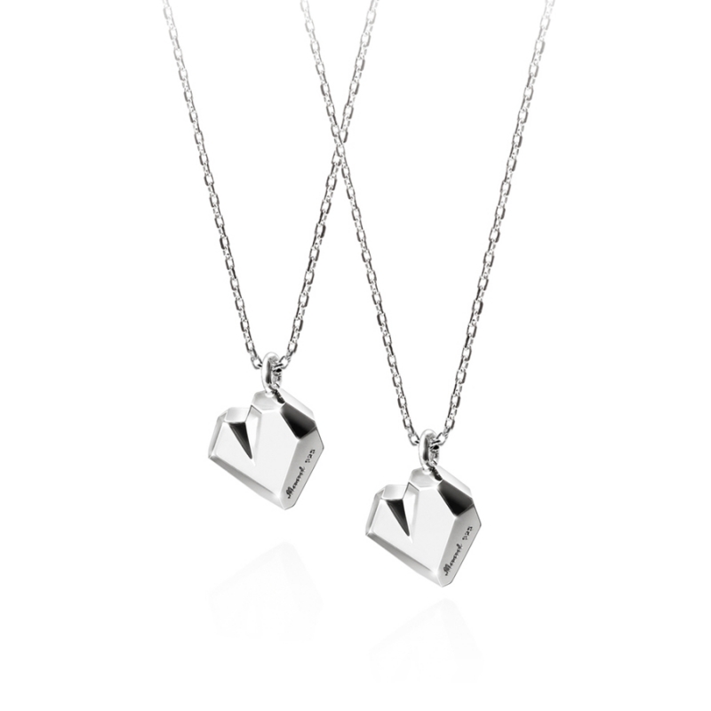 Ice heart couple pendant Set Sterling silver