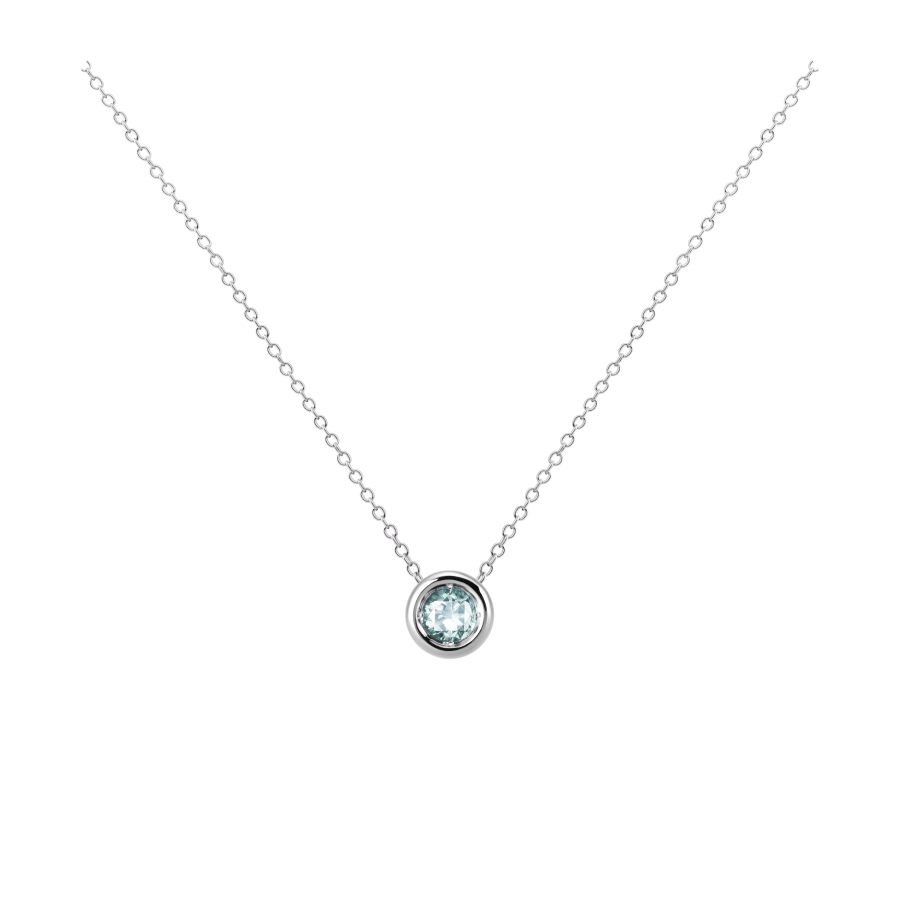 헤미스피어 목걸이 14k 화이트골드 aquamarine 0.3ct