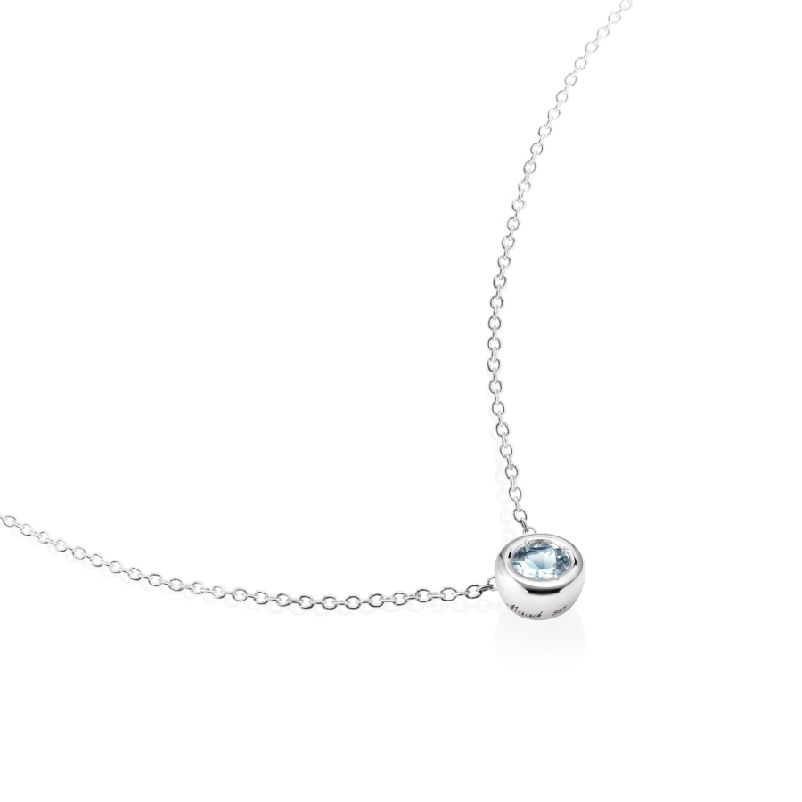 헤미스피어 목걸이 14k 화이트골드 aquamarine 0.3ct