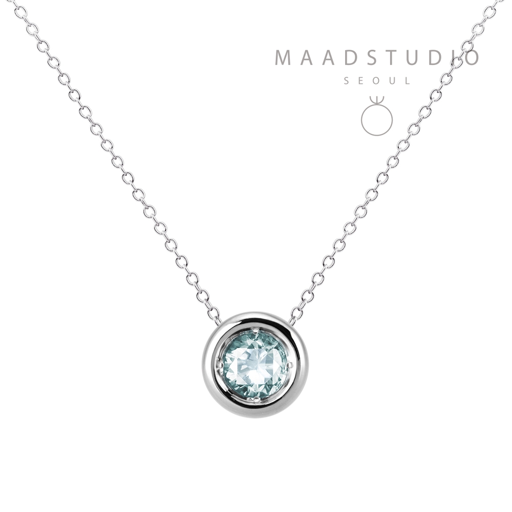 헤미스피어 목걸이 14k 화이트골드 aquamarine 0.3ct