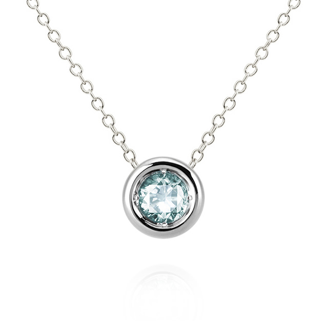 헤미스피어 목걸이 14k 화이트골드 aquamarine 0.3ct