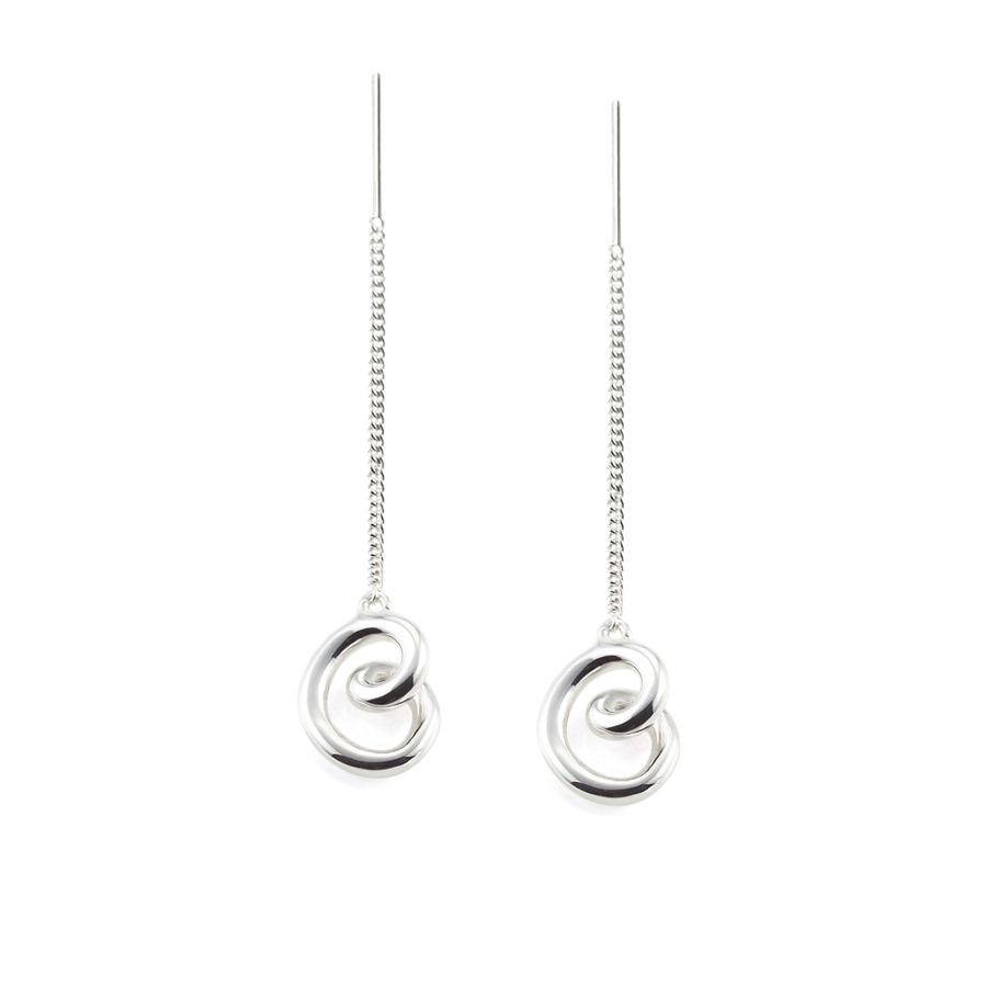 Love heart chain drop earring (S) Sterling silver