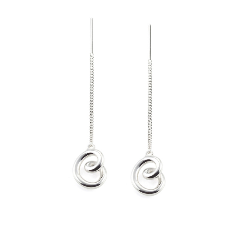 Love heart chain drop earring (S) Sterling silver