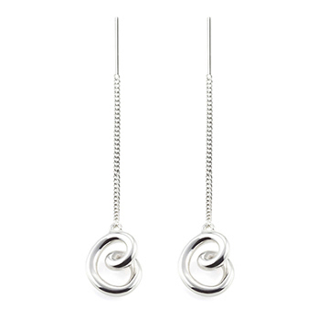 Love heart chain drop earring (S) Sterling silver