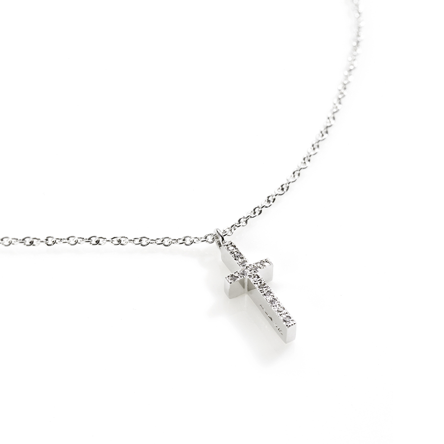 Simple Cross pendant (S) CZ Sterling silver