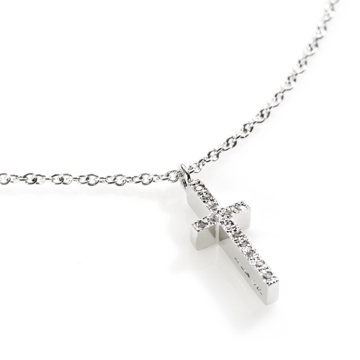 Simple Cross pendant (S) CZ Sterling silver