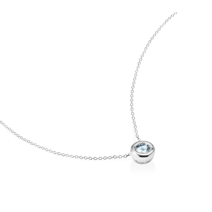 헤미스피어 목걸이 14k 화이트골드 aquamarine 0.5ct