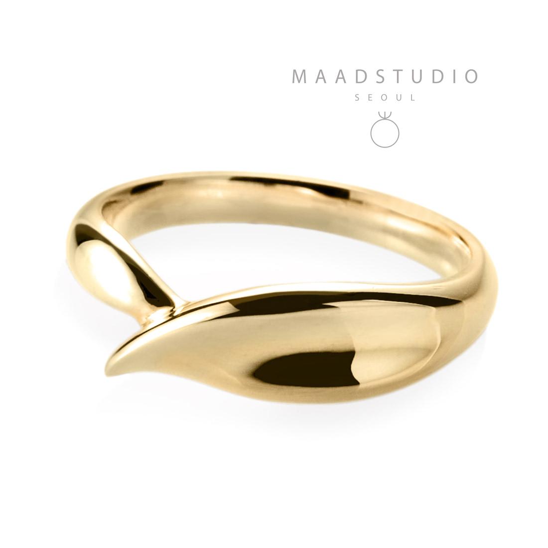 Willow leaf ring (S) 14k gold