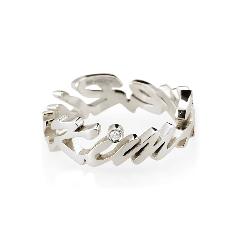 Signiture ring (L) Oder-made CZ Sterling silver