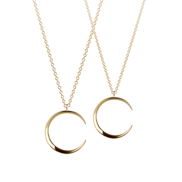 Lunar crescent couple pendant Set (M&M) 14k gold