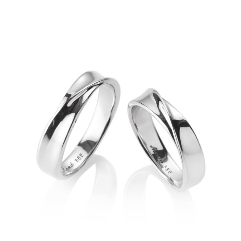 Infinity III wedding ring Set (M&M) 14k White gold