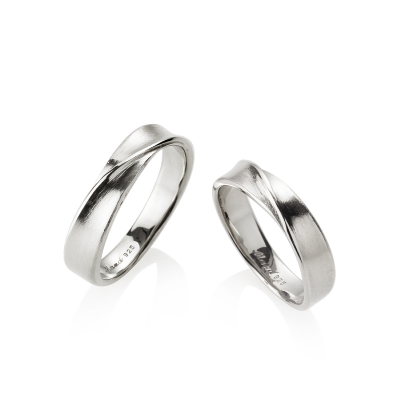 Infinity III couple ring Set (M&M) hairline Sterling silver