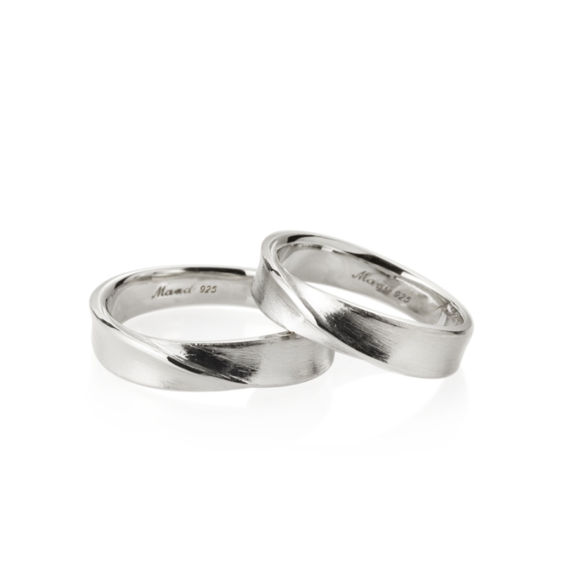Infinity III couple ring Set (M&M) hairline Sterling silver