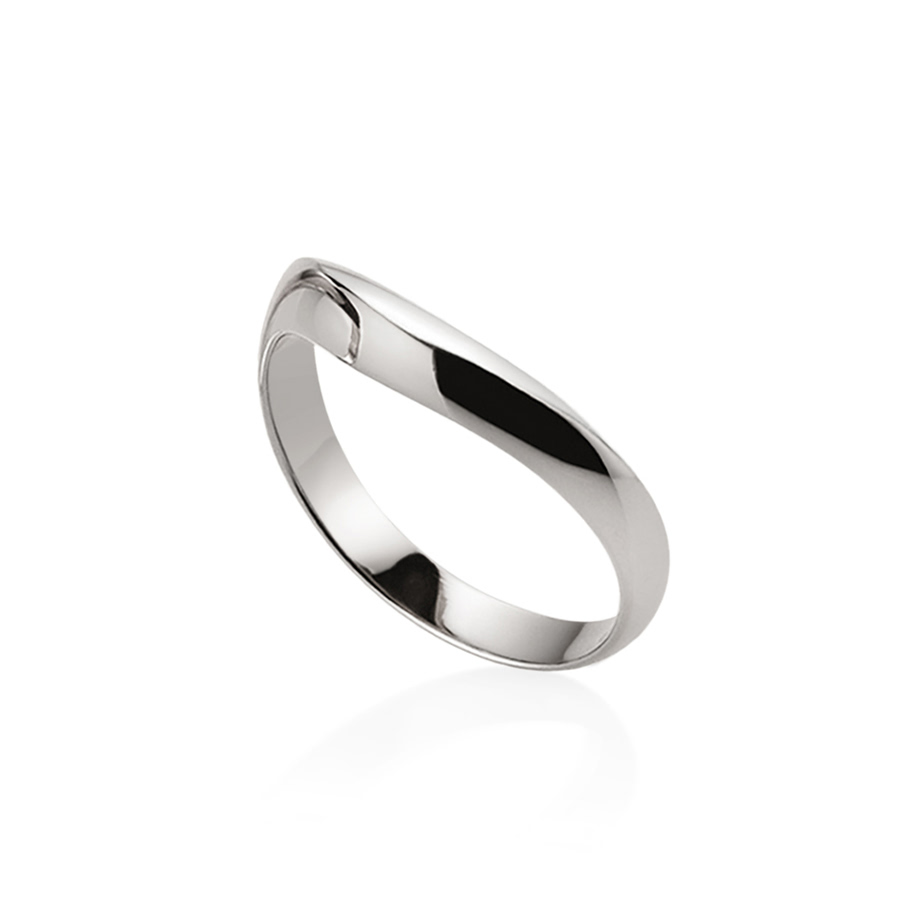 Lake wave ring (S) 14k White gold