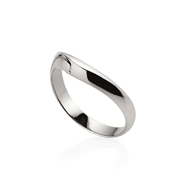 Lake wave ring (S) 14k White gold