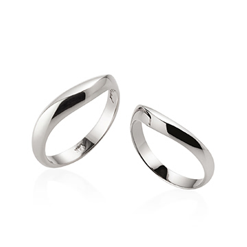 Lake wave wedding ring Set (M&S) 14k White gold