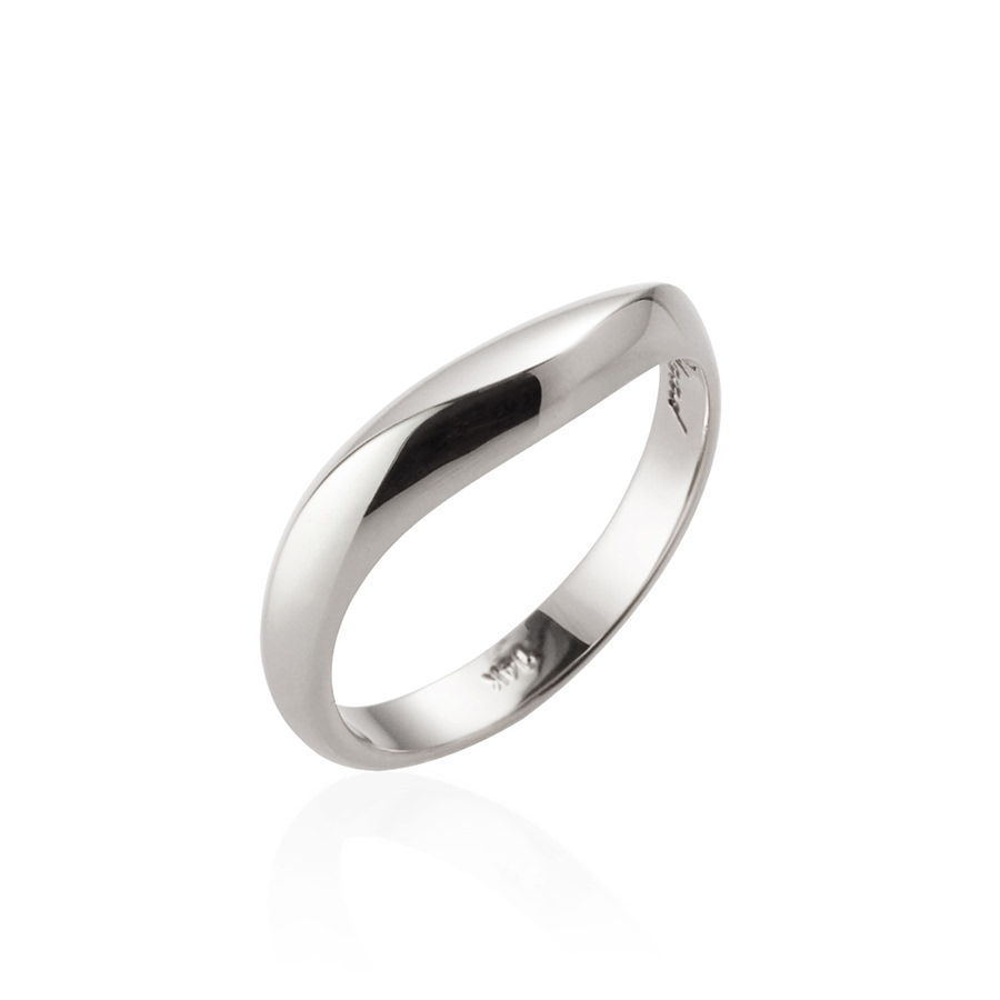 Lake wave ring (M) 14k White gold