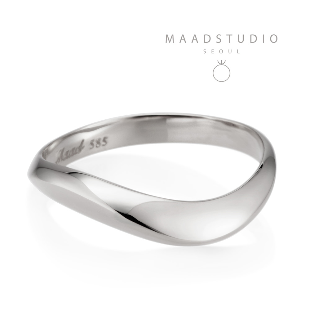 Lake wave ring (M) 14k White gold