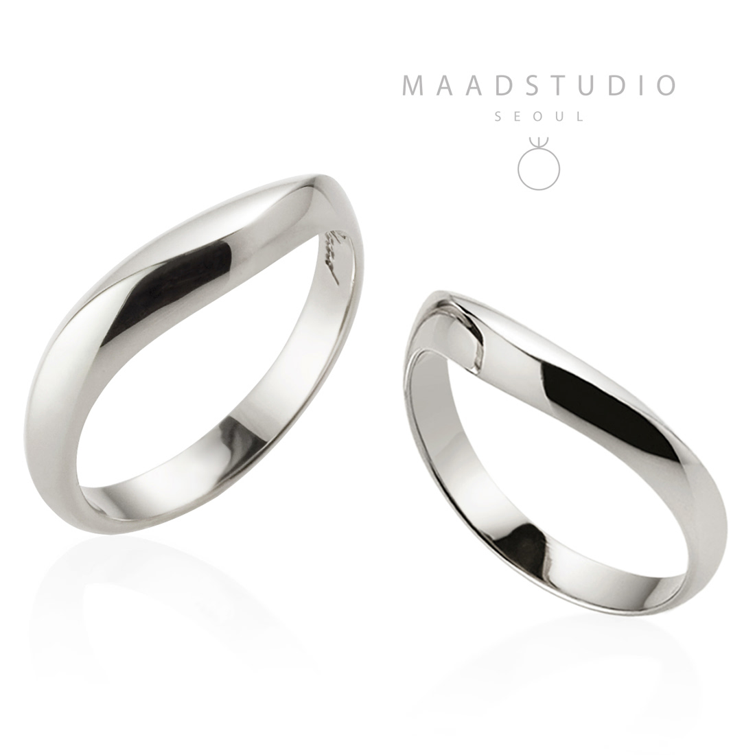 Lake wave couple ring Set (M&S) Sterling silver