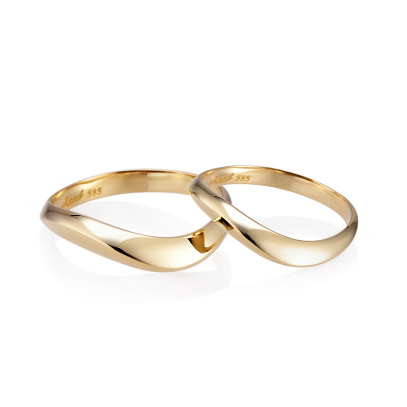 Lake wave wedding ring Set (M&S) 14k gold