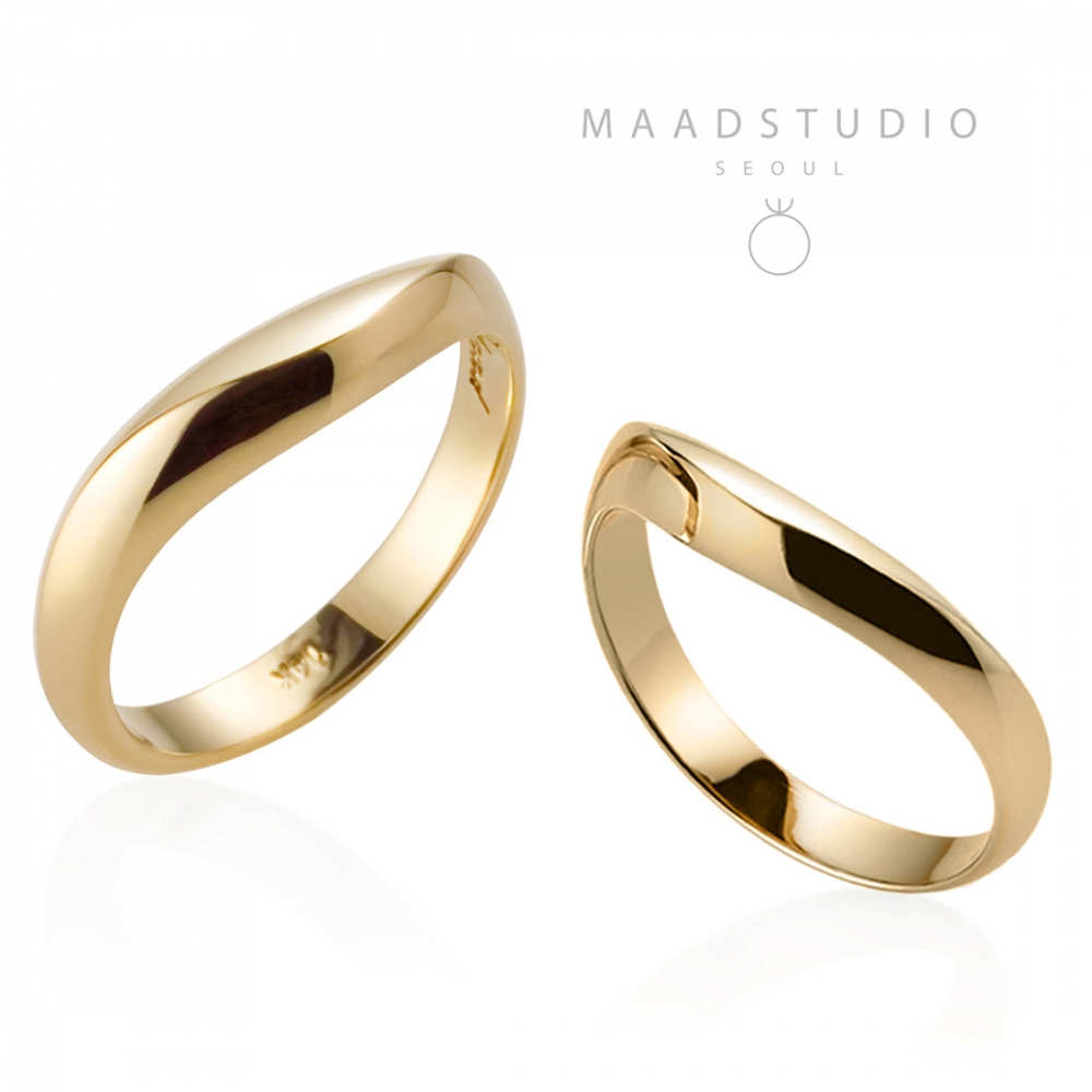 Lake wave wedding ring Set (M&S) 14k gold