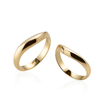 Lake wave wedding ring Set (M&S) 14k gold