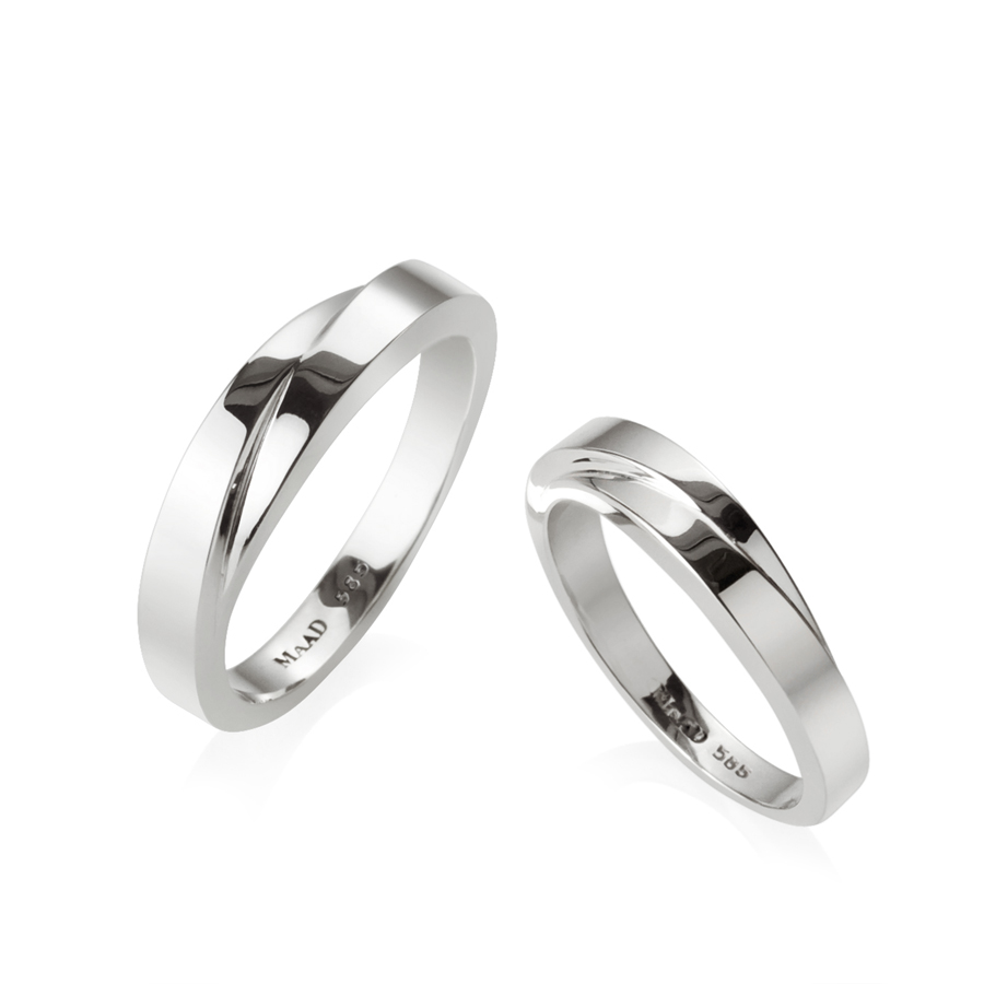 Unison wedding ring Set (L&M) 14k White gold