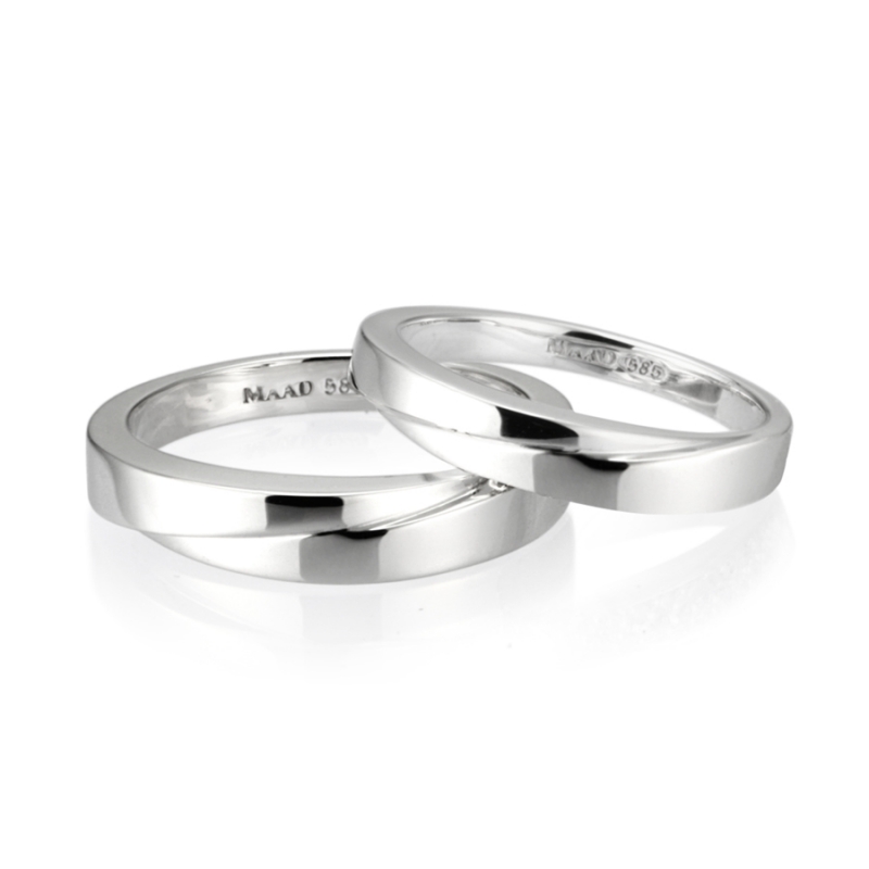 Unison wedding ring Set (L&M) 14k White gold