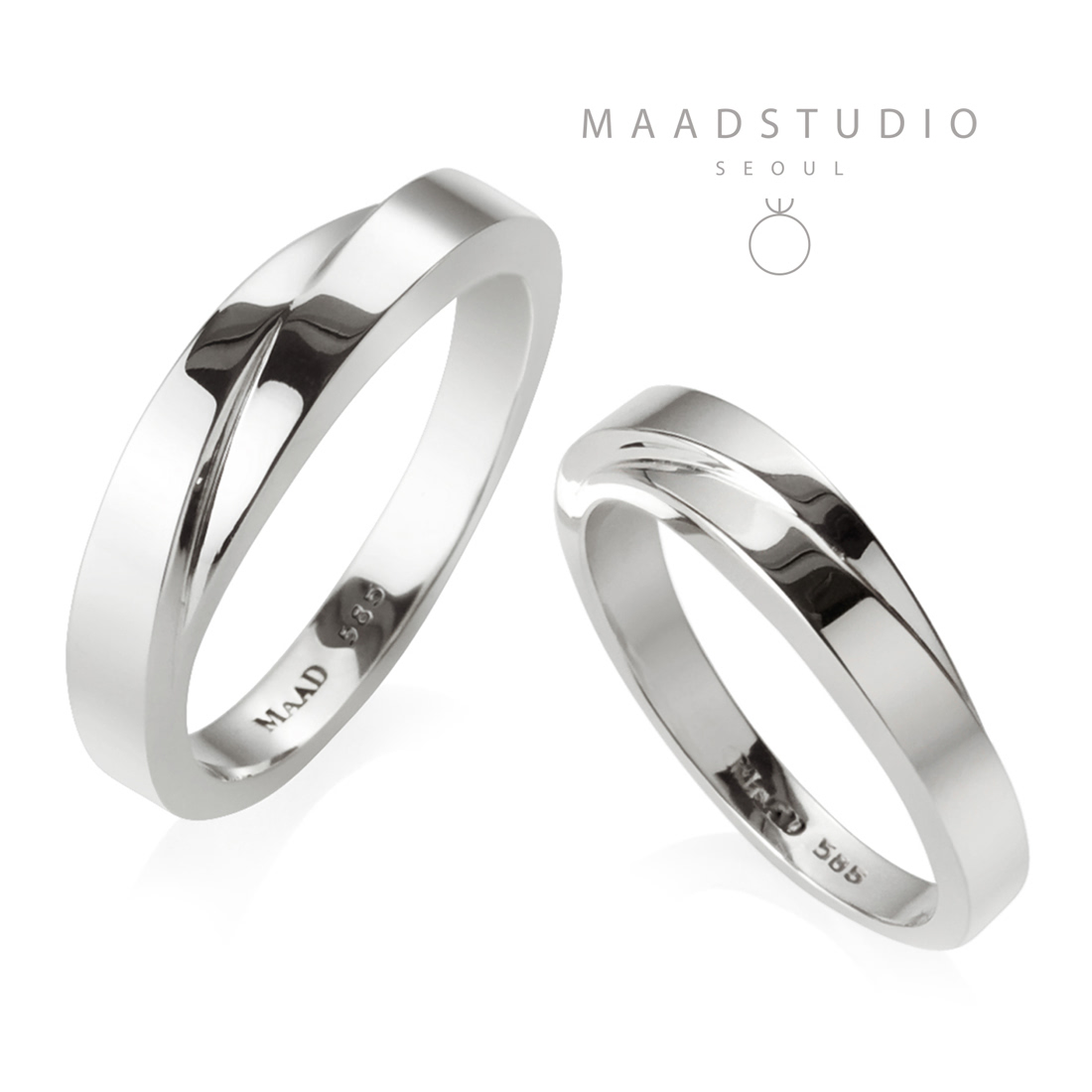 Unison wedding ring Set (L&M) 14k White gold