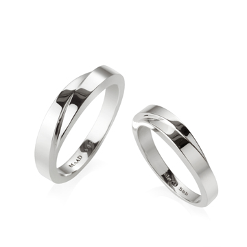 Unison wedding ring Set (L&M) 14k White gold