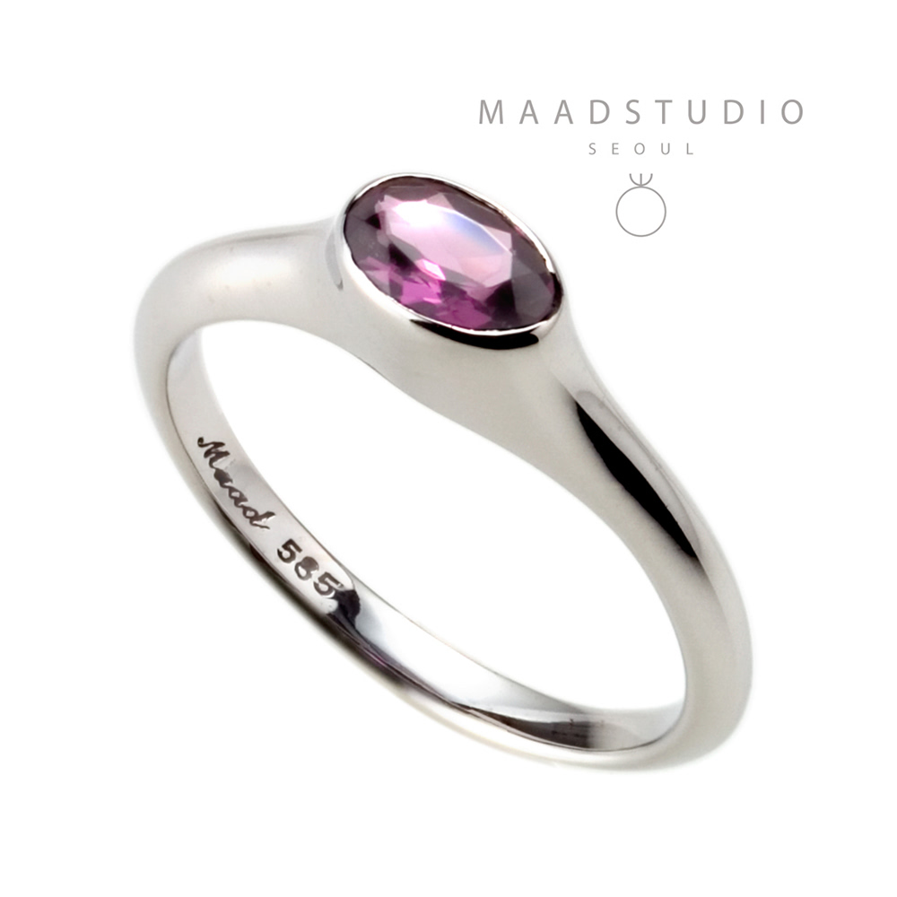 Vase ring 14k White gold amethyst