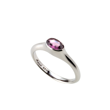 Vase ring 14k White gold amethyst