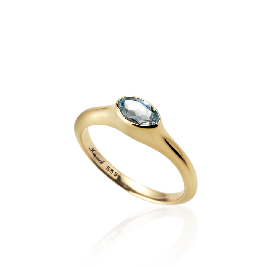 Vase ring 14k gold aquamarine