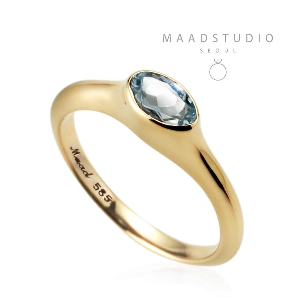 Vase ring 14k gold aquamarine