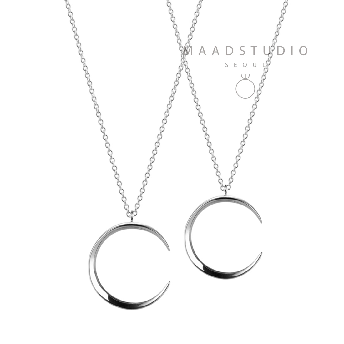 Lunar crescent couple pendant Set (M&M) Sterling silver