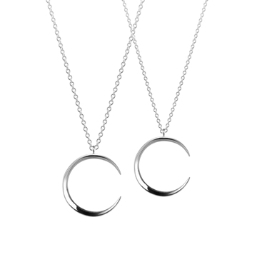 Lunar crescent couple pendant Set (M&M) Sterling silver