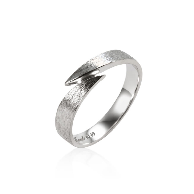 Orchid ring (S) hairline-deep Sterling silver