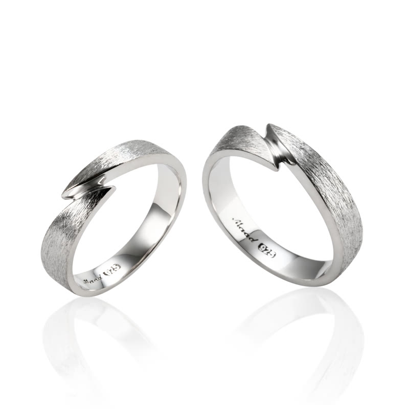Orchid couple ring Set (L&L) hairline-deep Sterling silver