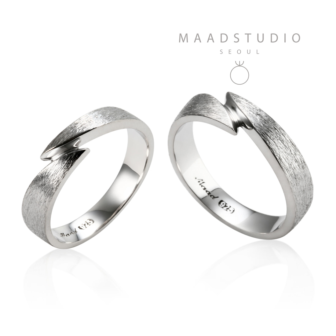 Orchid couple ring Set (L&L) hairline-deep Sterling silver