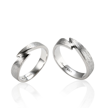 Orchid couple ring Set (L&L) hairline-deep Sterling silver