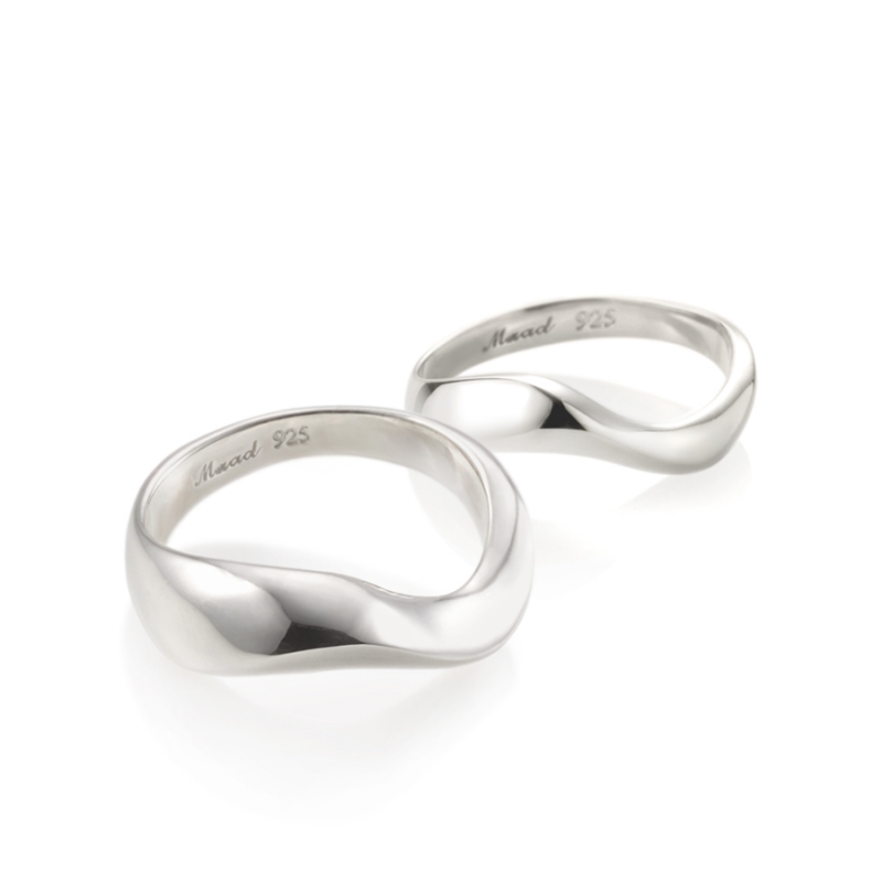 Stream wave couple ring Set (M&S) Sterling silver