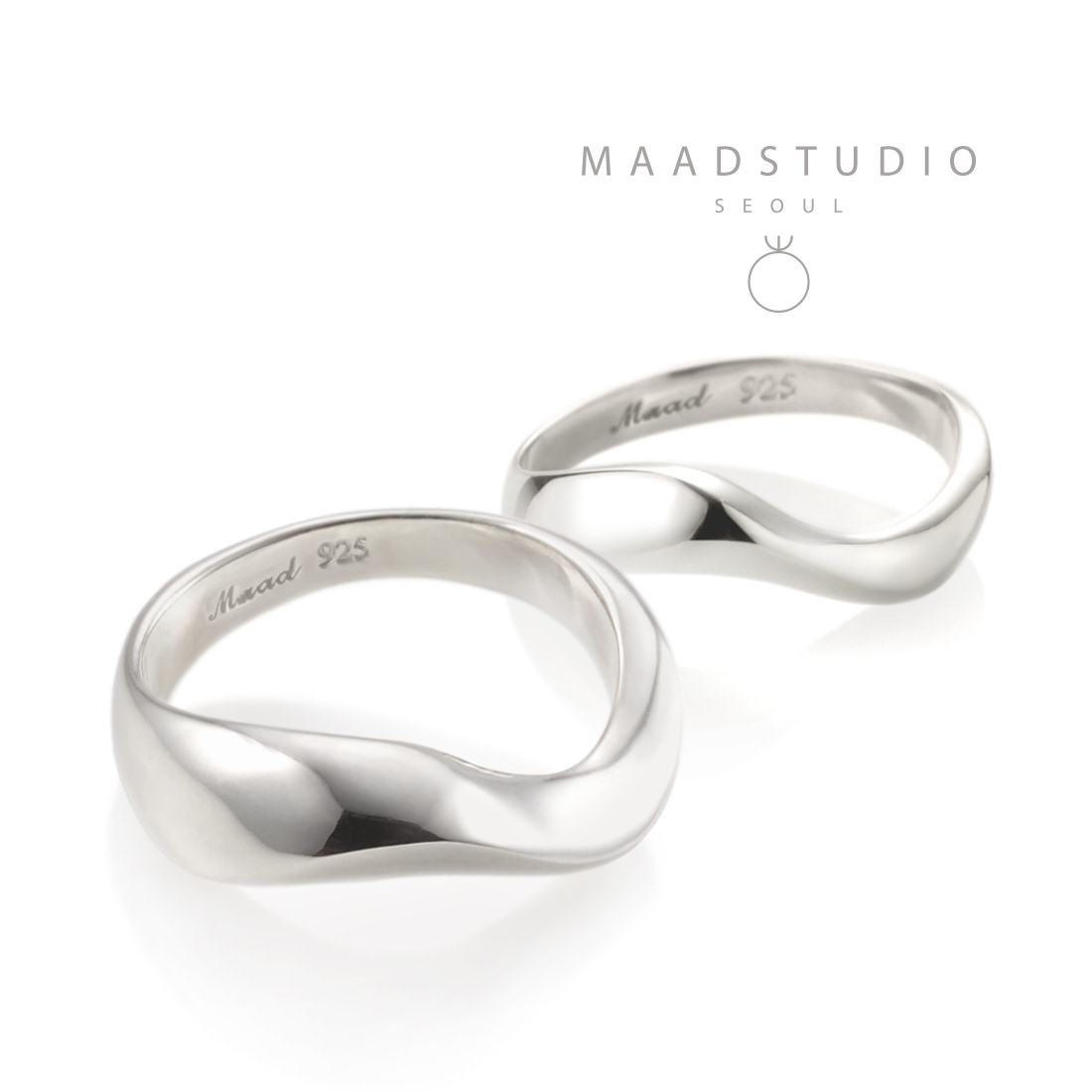 Stream wave couple ring Set (M&S) Sterling silver