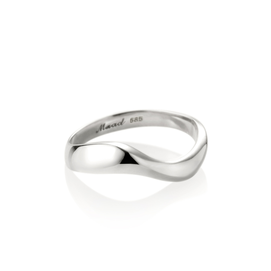 Stream wave ring (S) 14k White gold